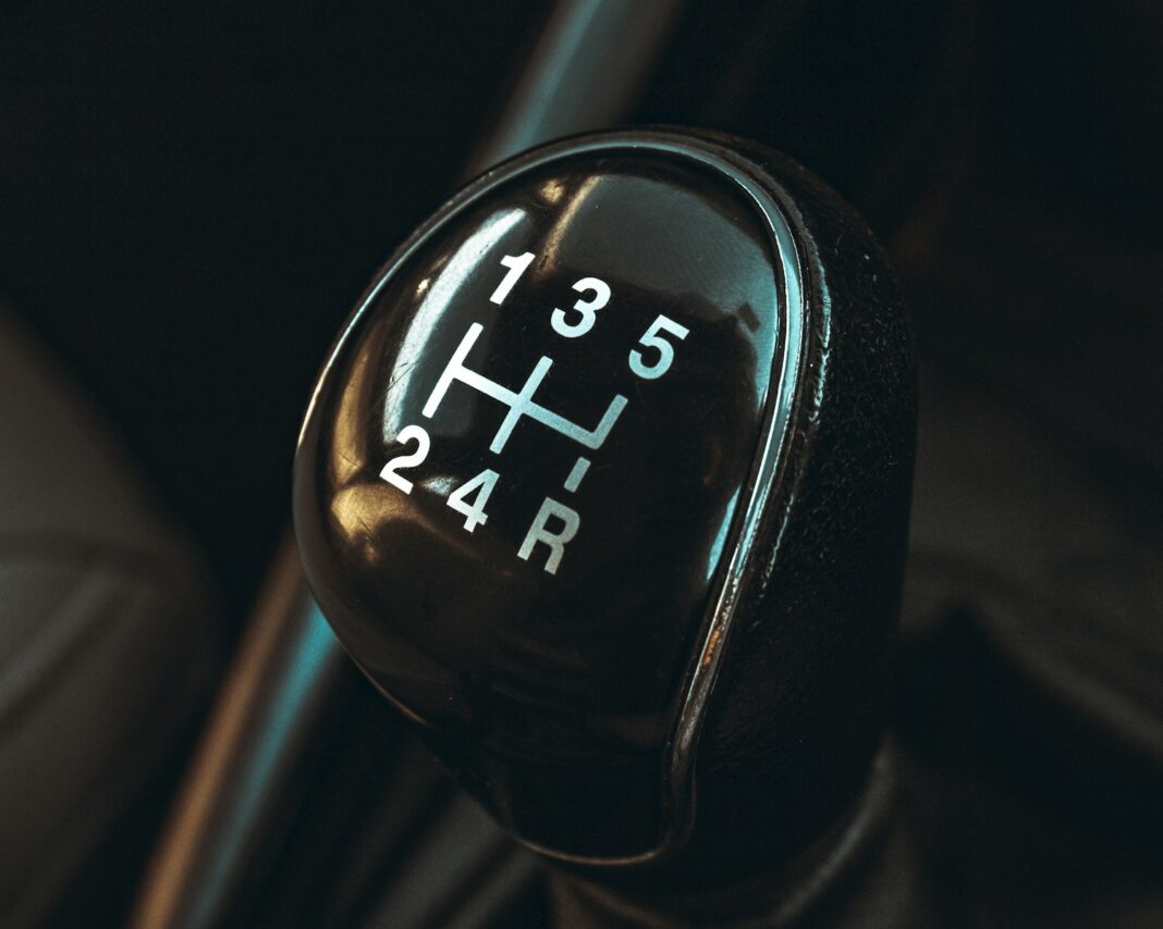 black and silver gear shift lever