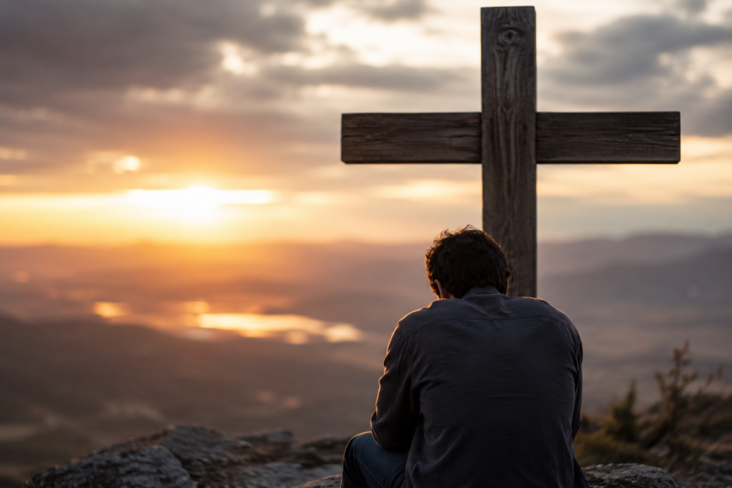 cross at sunset